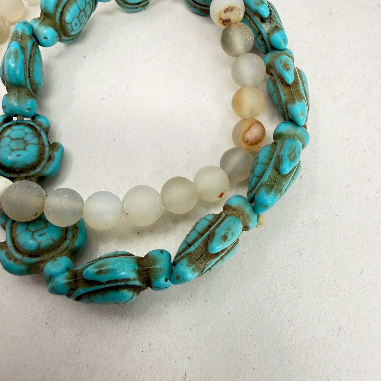 Stackable Beaded Bracelets Sea Turtle Charm Natur… - image 5