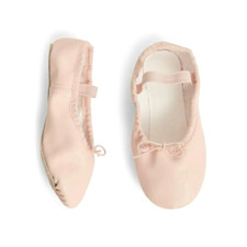 Justice Girls Ballet Shoes Sz 9M Pink Dance Class Leather Sole Strap Adjustable