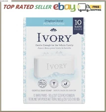 Ivory Gentle Bath Bar Soap 10 Pack 3.17oz Original Scent Pure Plant-Based.