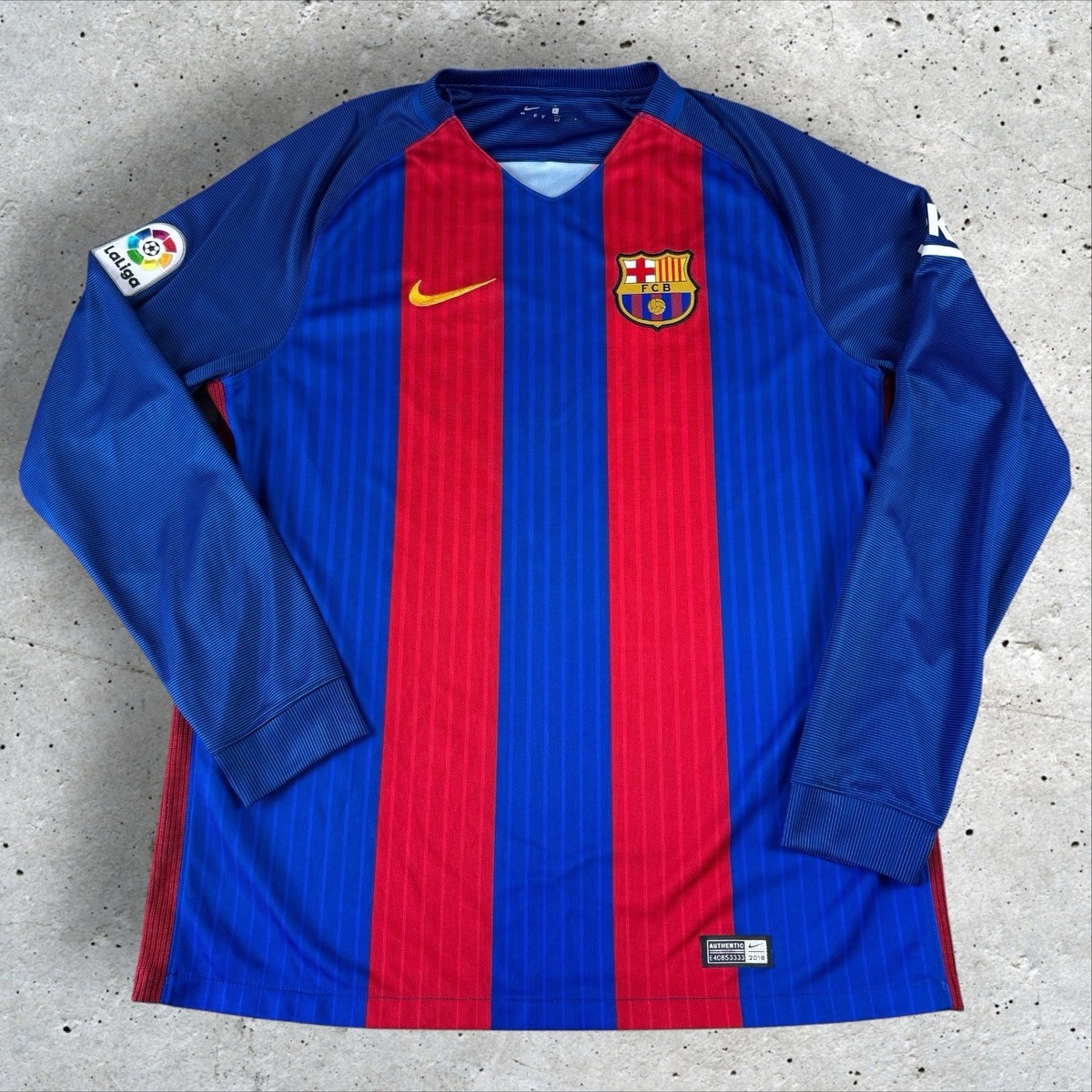 BARCELONA 2016/17 HOME SHIRT SOCCER JERSEY LARGE LONG SLEEVE NIKE
