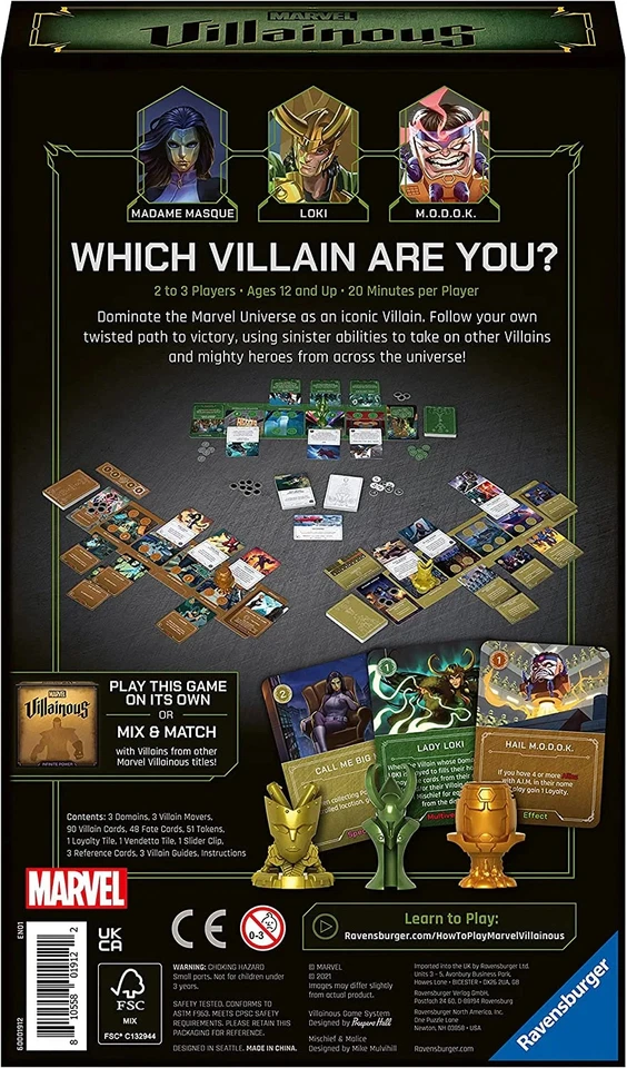 Ravensburger Marvel Villainous Mischief & Malice Juego de Mesa Estrategia Marvel Nuevo Foto 2 de 4