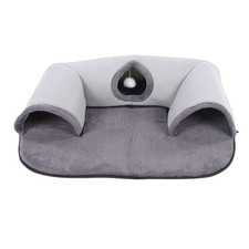 Cat Tunnel Bed with Hanging Ball Toy U Shaped Detachable Cleanable Cat Bed for