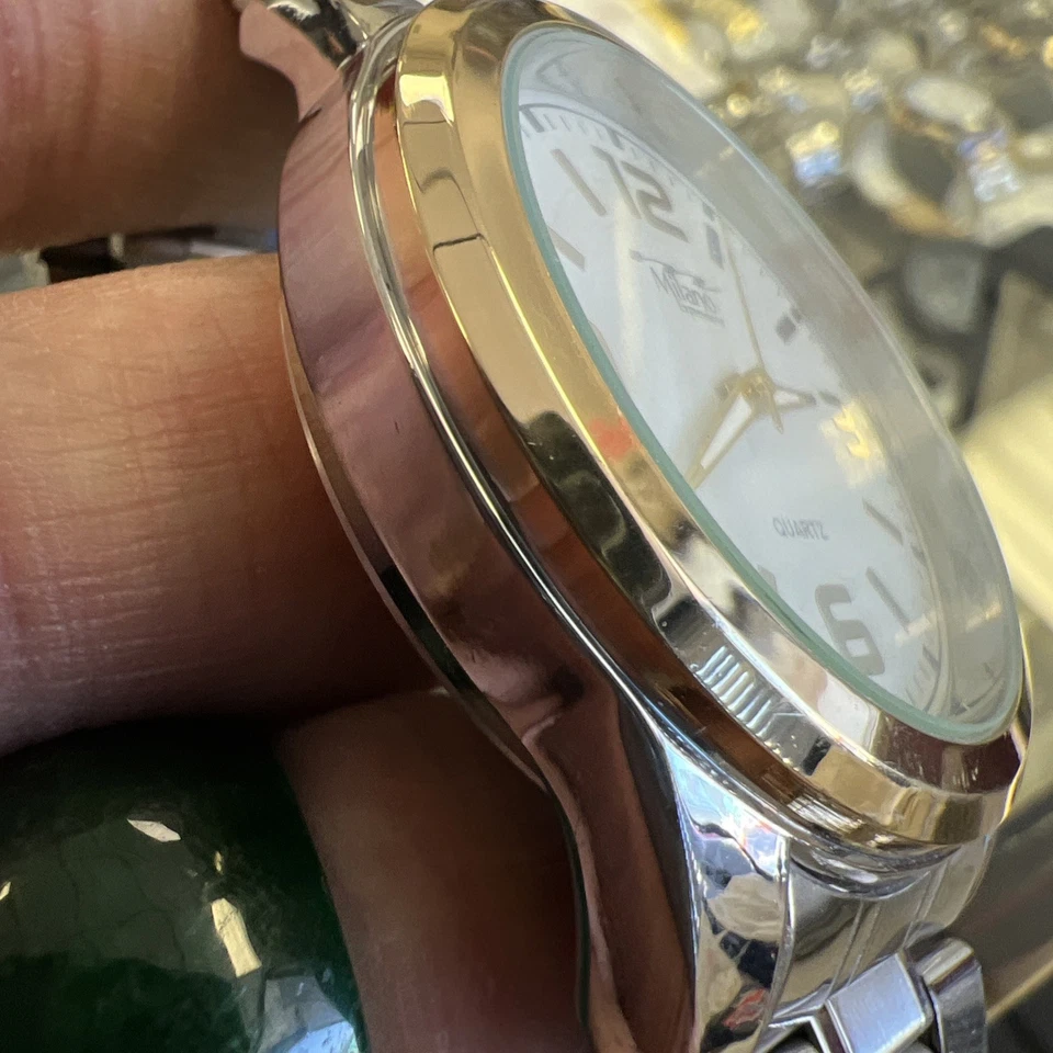 Reloj Milano Expressions plateado para hombre🔥Horas esfera blanca negro (ligero 🙏) Foto 4 de 4