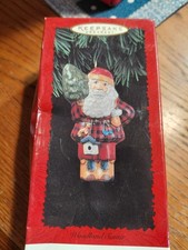Hallmark Keepsake 1996 Christmas Ornament Woodland Santa Pressed Tin Metal NEW