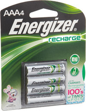 Energizer Nimh Rechargeable Batteries, AAA, 4 Batteries/Pack