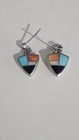 VINTAGE Native American Gemstone Inlay EARRINGS In ZUNI Style ABSOLUTELY... — photo 3