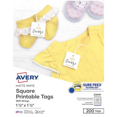Avery Square Printable Tags Sure Feed Technology 1.5 X 1.5 White Includes