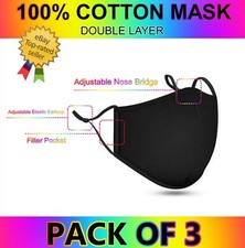 3/4/5 100 COTTON FACE MASK DOUBLE LAYER REUSABLE WASHABLE UNISEX FASHION