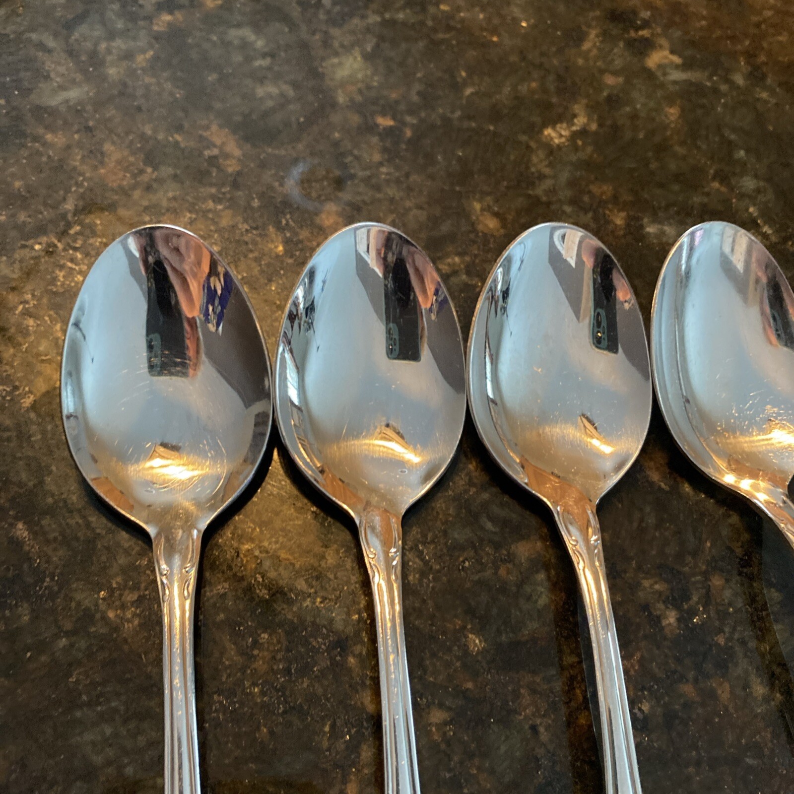 True Silverware Oneida ARBOR ROSE Stainless TRUE ROSE Silverware Flatware 6 Soup Spoons ...