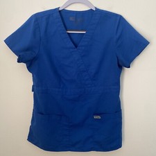 Greys Anatomy Scrub Top Medical Uniform Blue V-neck Medium
