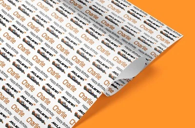McLaren F1 Personalised Wrapping Paper – Custom Name & Occasion | Car Gift Wrap