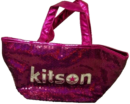Mini bolso de mano Kitson LA fucsia con logotipo de lentejuelas Foto 3 de 4