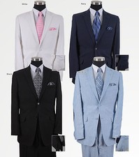 Men's 2 button linen suit with pants white, black, navy, blue L613 Fortino Landi