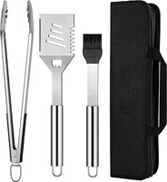 3-Teilig Grillbesteck Set Edelstahl Bbq GrillzubehöR Grillwender Grillpinsel