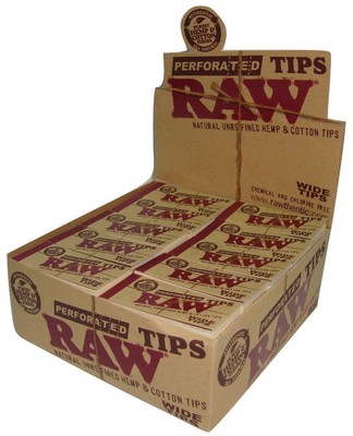 Raw Perforated Wide Smoking Filter Tips Roach Card Natural Vegan Hemp Cotton Box