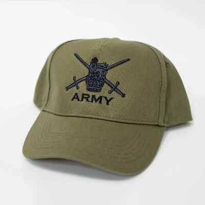 OFFIZIELLE bestickte Baseballmütze der britischen Armee - grüne Kappe, graphitfarbenes Design