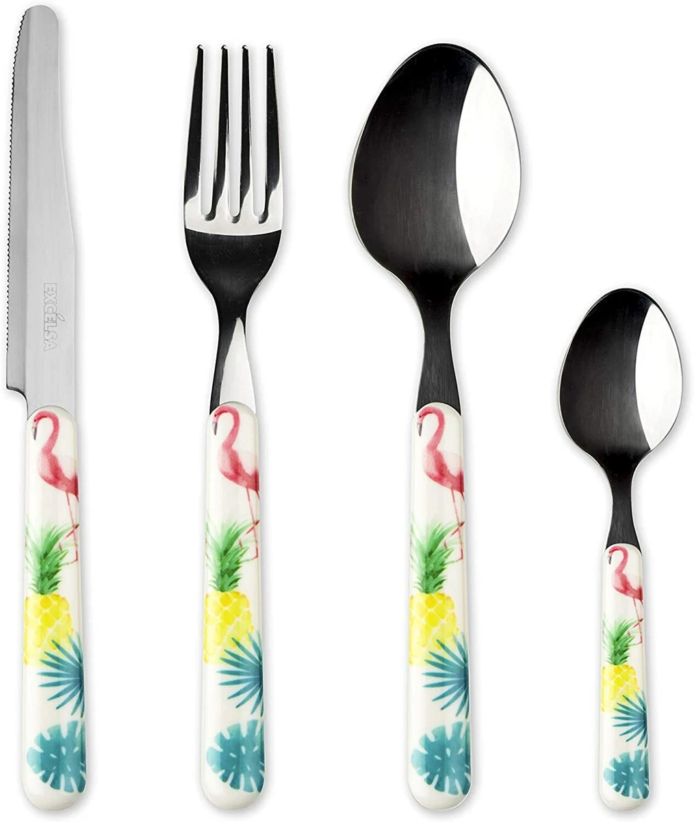 ANNOVA Set di posate da 20 posate in acciaio inox con manico colorato–coltelli da cena,forchette da cena,forchette da insalata,cucchiai da cena,cucc | Leroy Merlin