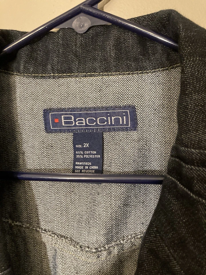 Chaqueta Vaquera Baccini Mujer’s 2X, Azul, Botón y Corbata Frontal, Bolsillos, Buen Estado. Foto 3 de 4