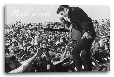 Wandbild Elvis Presley Auftritt auf Bühne kreieschende Fans tanzend singend