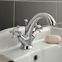 Hudson Reed White Topaz Mono Basin Mixer Tap Crosshead Handle Traditional Faucet
