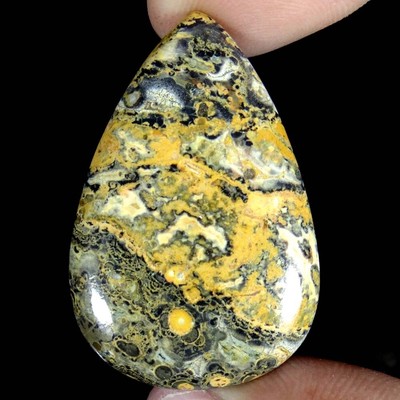 46.35Cts. 27X41X6mm 100% Natural Designer Viper Skin Jasper Pear Cab Gemstone