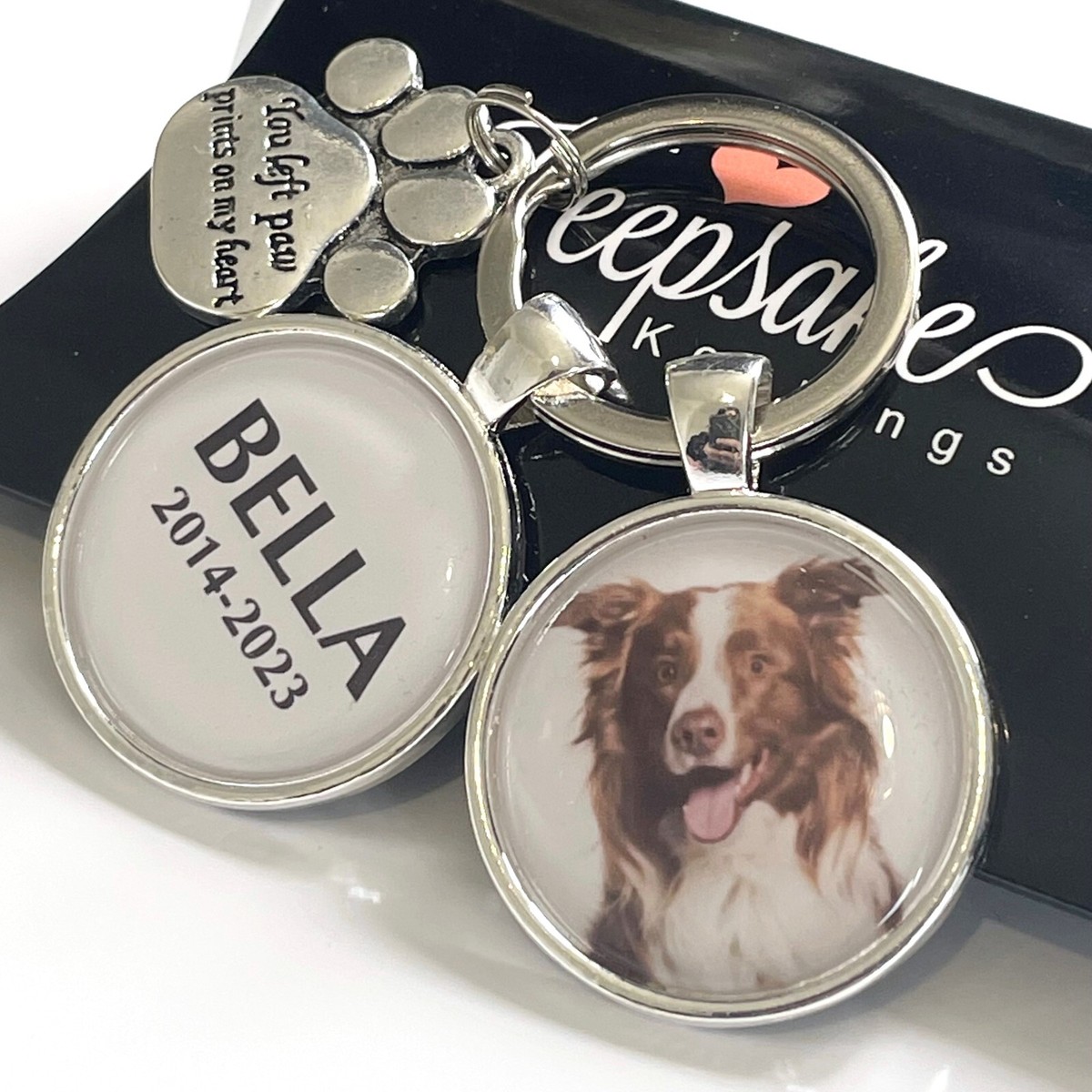 Personalised Photo Keyring Paw Heart Cat Dog Pet In Memory Of - Foto 5