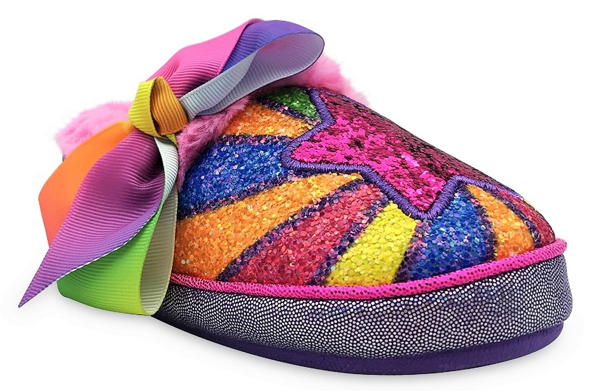JOJO SIWA NICKELODEON Plush Rubber Bottom Slippers Sizes 5-6, 7-8, 9-10 or  11-12
