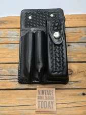 Paramedic Kit Black Basketweave Leather 3 Compartment Medic EMT EMS Kit Case