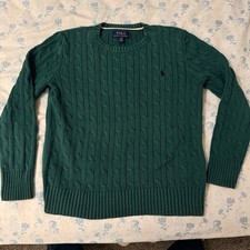 Polo Ralph Lauren Green Cable-Knit Pullover Sweater big boy  s M Long Sleeve