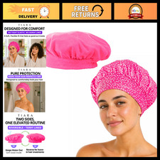 Reversible Waterproof Shower Cap for Long, Short, Thick Hair - Soft Terry, Machi
