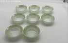 Federal Glass 8 Piece Set Sherbet Bowls Green Milk Glass Heat Proof Vintage
