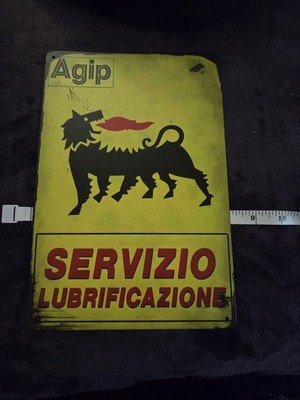 Vintage Style Metal Sign Agip Racing Motor Oil 12 x 8'' Servizio Lubrificazione