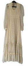 Vintage 1970s Gunne Sax Jessica Maxi Dress Size 5 Long Lace Sleeves Ruffled Hem