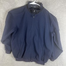 Jos. A. Bank Fleece Jacket Mens Large Blue Full Zip Leadbetter Golf Warm