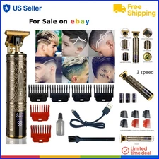 Hair Clippers Men Zero Gapped T-Blade Cordless with LED Display 3 Speed