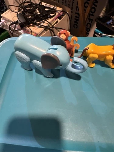 Vintage Fisher Price Little Circus Train Zoo Monkey, Lion & Elephant figures