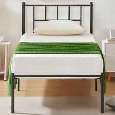Twin Metal Platform Bed Frame with Headboard, Heavy Duty Steel Slat Support, ...