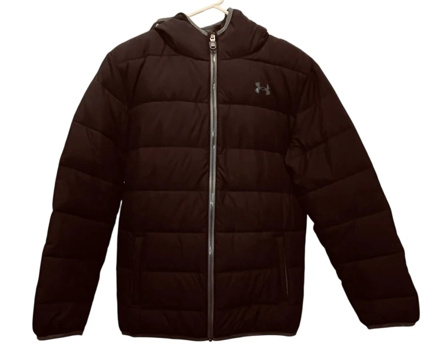 Under Armour Jacket Kids 18-20 Navy Blue Hooded Puffer UA Storm Winter Coat