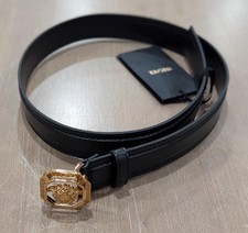 595 Mens VERSACE La Medusa Leather Belt Black/Gold 90 US 35