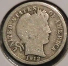 Silver Dime - Barber - 1912 (Scratch thru RICA.) - Set Break