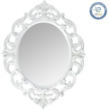 High-Quality White Oval Vintage Wall Mirror 11.5x15 Inch - No Assembly Required