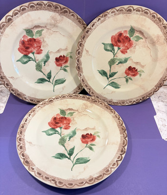 222 Fifth FLORENCE Pattern Set of Three (3) Dinner Plates, 10 1/2''