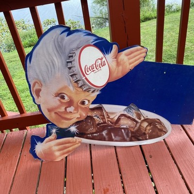 VTG COCA COLA COKE CARDBOARD SIGN POSTER SPRITE BOY SANTA ORIGINAL 37'' x 30'' Nic