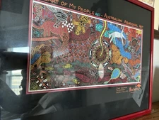 Authentic Bulurru Australian Aboriginal Art Ethnic Print Matted & Framed