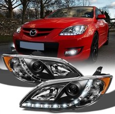 LED DRL 2004-2009 For Mazda 3 Sedan Headlights Halogen Projector Headlamps LH+RH