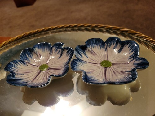 Tozai Homes Set of 2 Flowers Blue Daisy Dipping Plates 3" - Picture 4 of 7