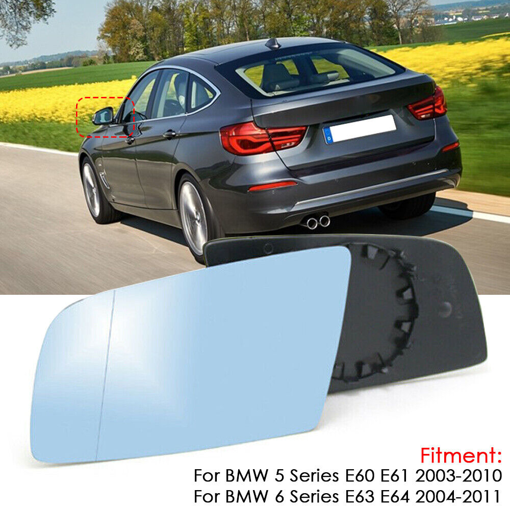 Spiegelglas Außenspiegel für BMW 5er E60 E61 6er blau beheizt links+rechts  Set