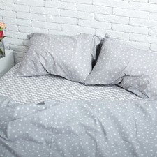 Cotton Duvet cover  2 pillowcases in Gray Stars. Twin Full Queen King Custom