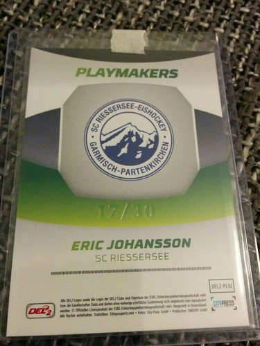 2015-16 DEL2 Playmakers Parallel Eric Johansson SC Riessersee Hernig Blue Fox - Bild 2 von 2