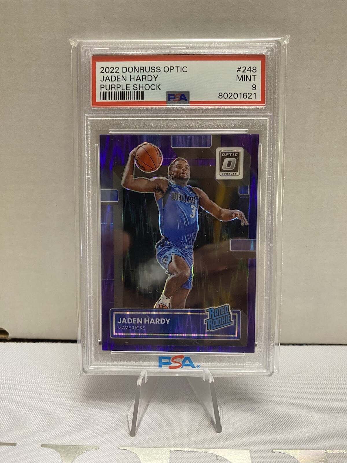 2022 Panini Donruss Optic Jaden Hardy Purple Shock Rated Rookie RC #248 PSA 9
